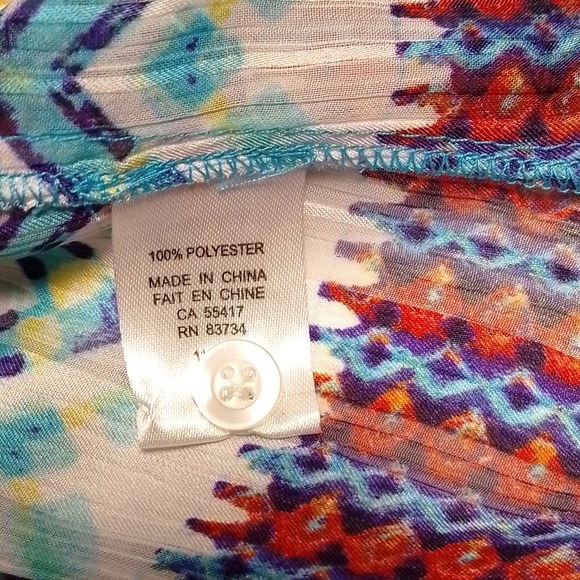 Jolibel smock button down geometric colorful tunic top size 18 sheer - Picture 4 of 5